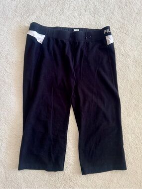 Fila Black Athletic capris with White Logo Accent